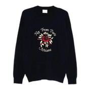 Embroidered Slogan Sweater Navy