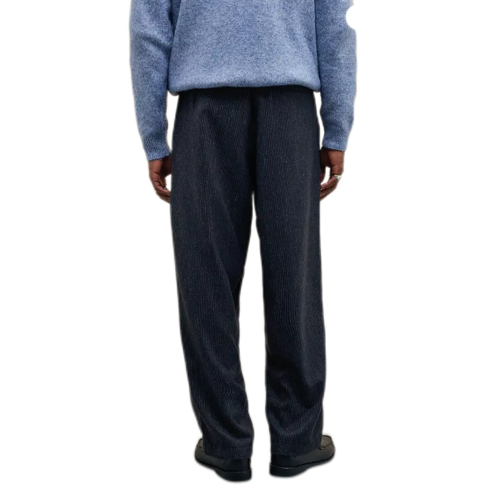 Loom Black Greer Pinstripe Trousers – Tailored Relaxed-Fit Pants